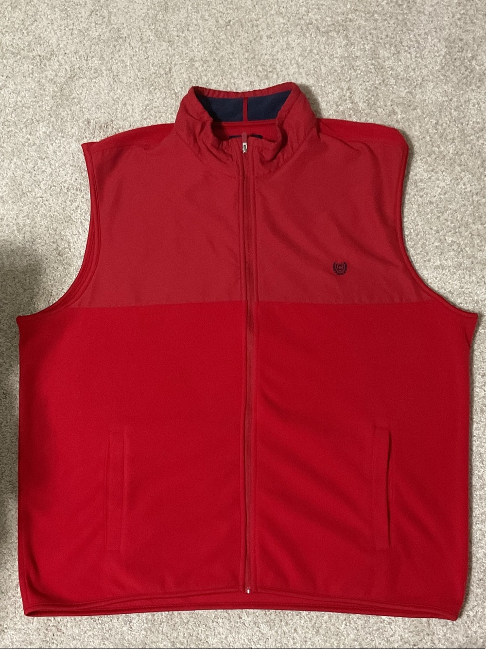 Chaps Red Full-Zip Sleeveless Fleece Vest
